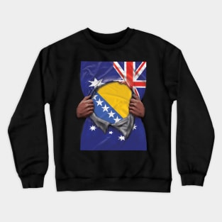 Bosnia & Herzegovina Flag Australian Flag Ripped - Gift for Bosnian Herzegovinian From Bosnia And Herzegovina Crewneck Sweatshirt